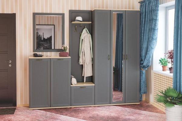 Прихожая "Карина" 4 Ясень Асахи + Серый Оникс